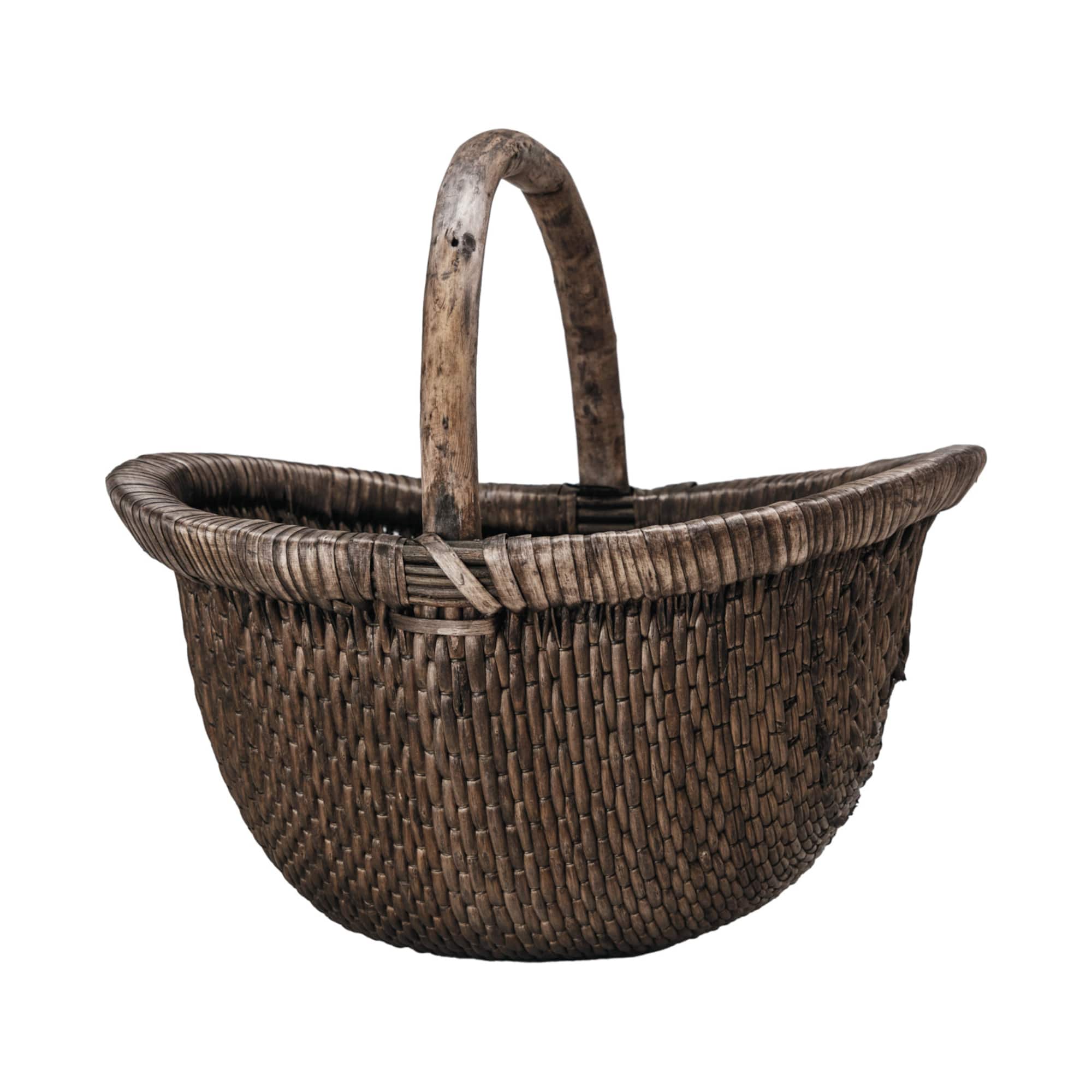 Hello Honey® 14" Brown Antique Finish Hand-Woven Wicker Basket